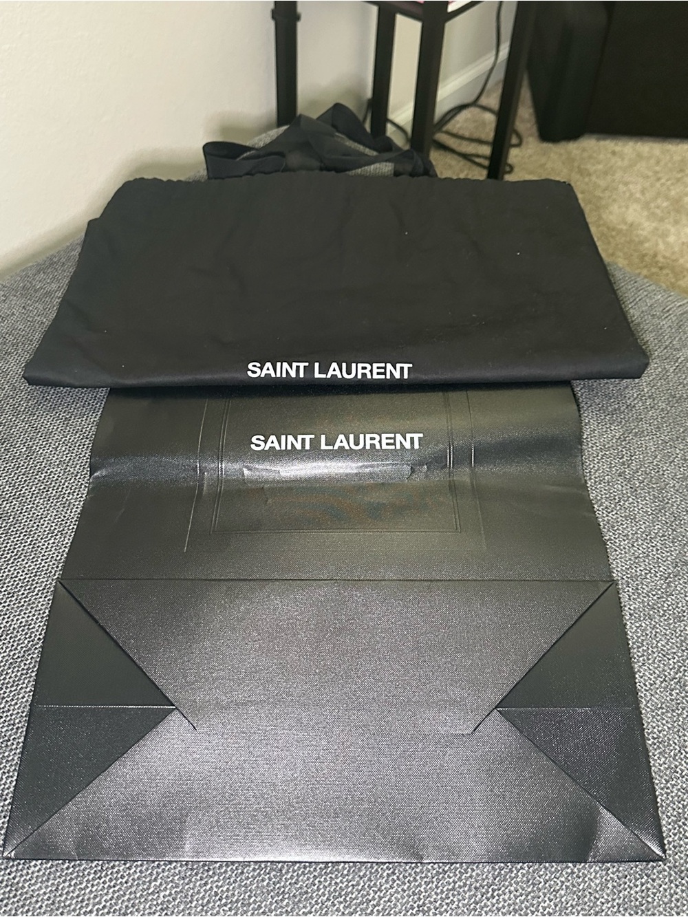 Authentic Saint Laurent YSL Black Shopping Bag & Dust Bag Combo Luxury Decor